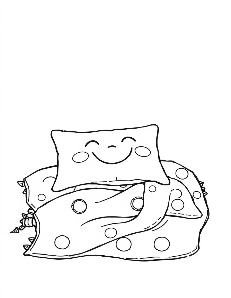 A happy pillow and blanket.