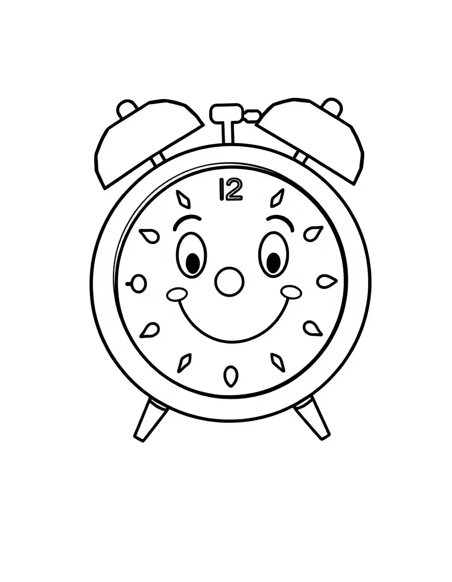 A smiling alarm clock.