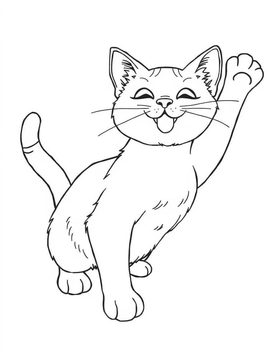 A happy cat stretching.