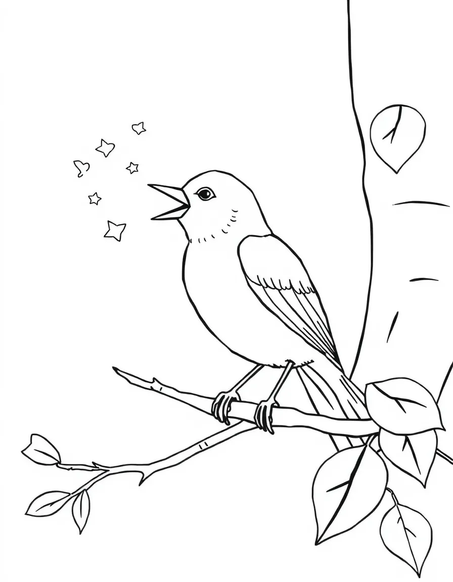 A bird singing on a branch.