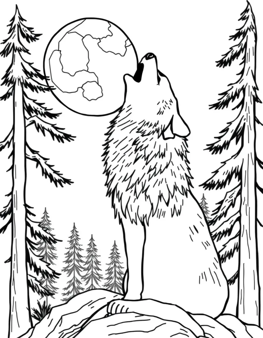 A wolf howling at the moon.