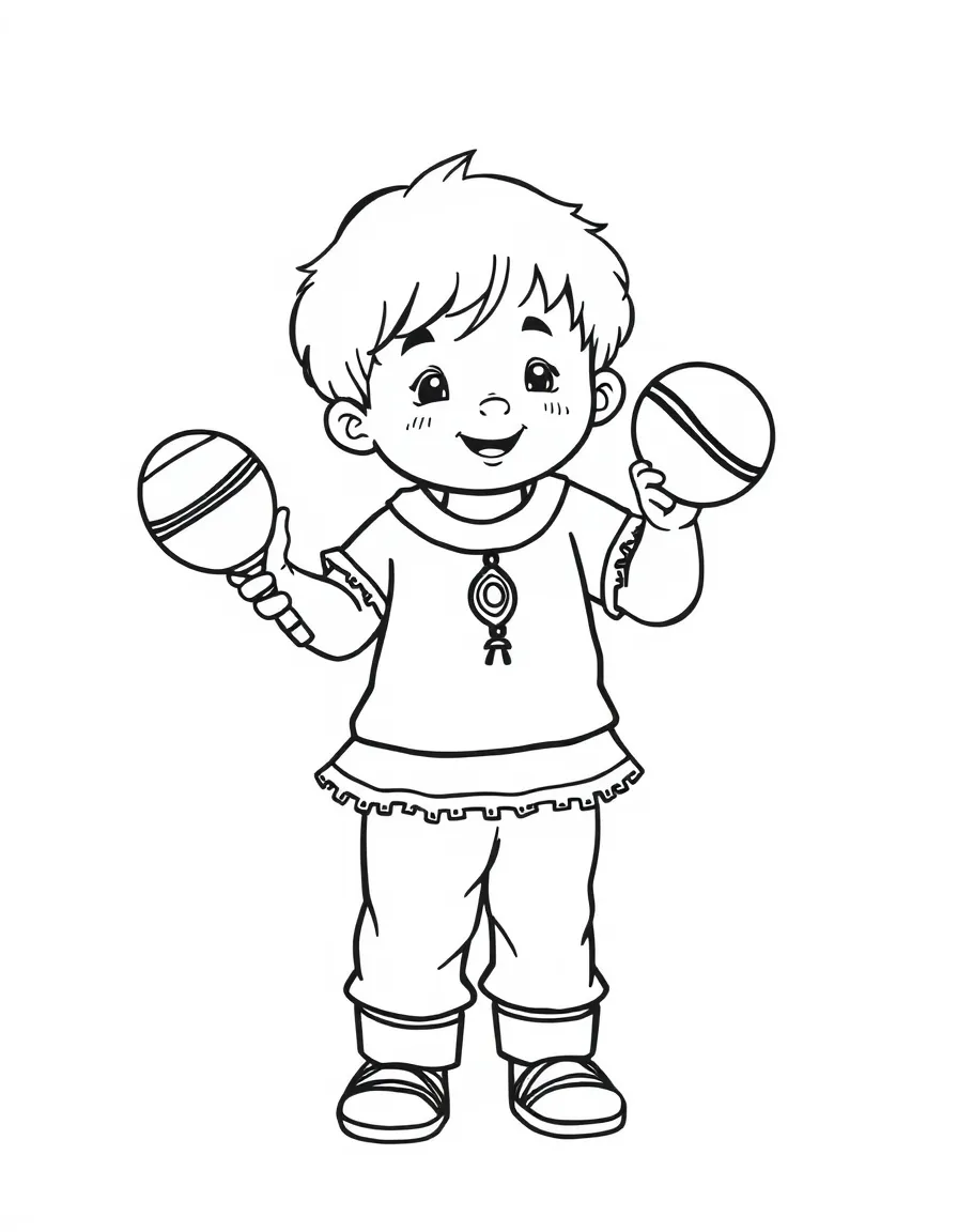 A child shaking maracas.