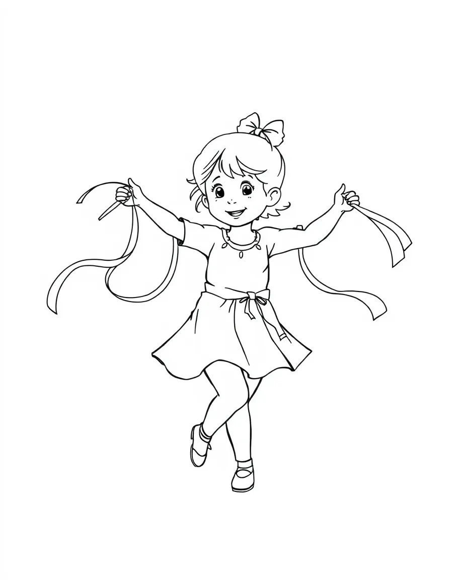 A child dancing with ribbons.