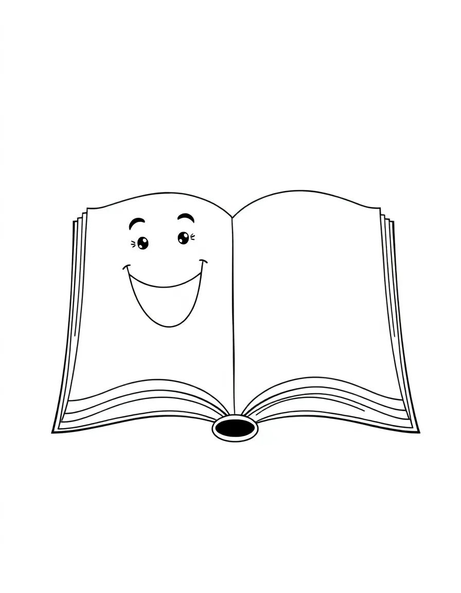 A happy book with open pages.