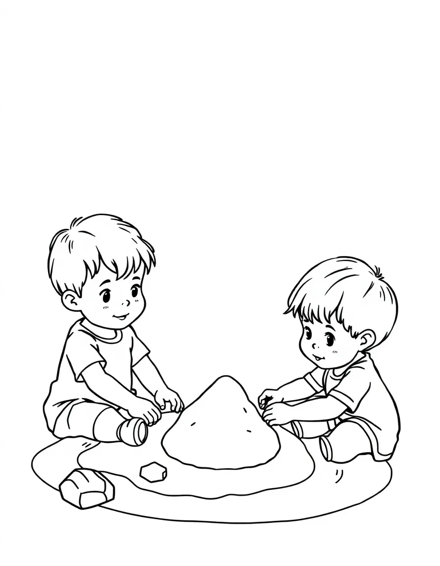 Children playing with playdough, making shapes.