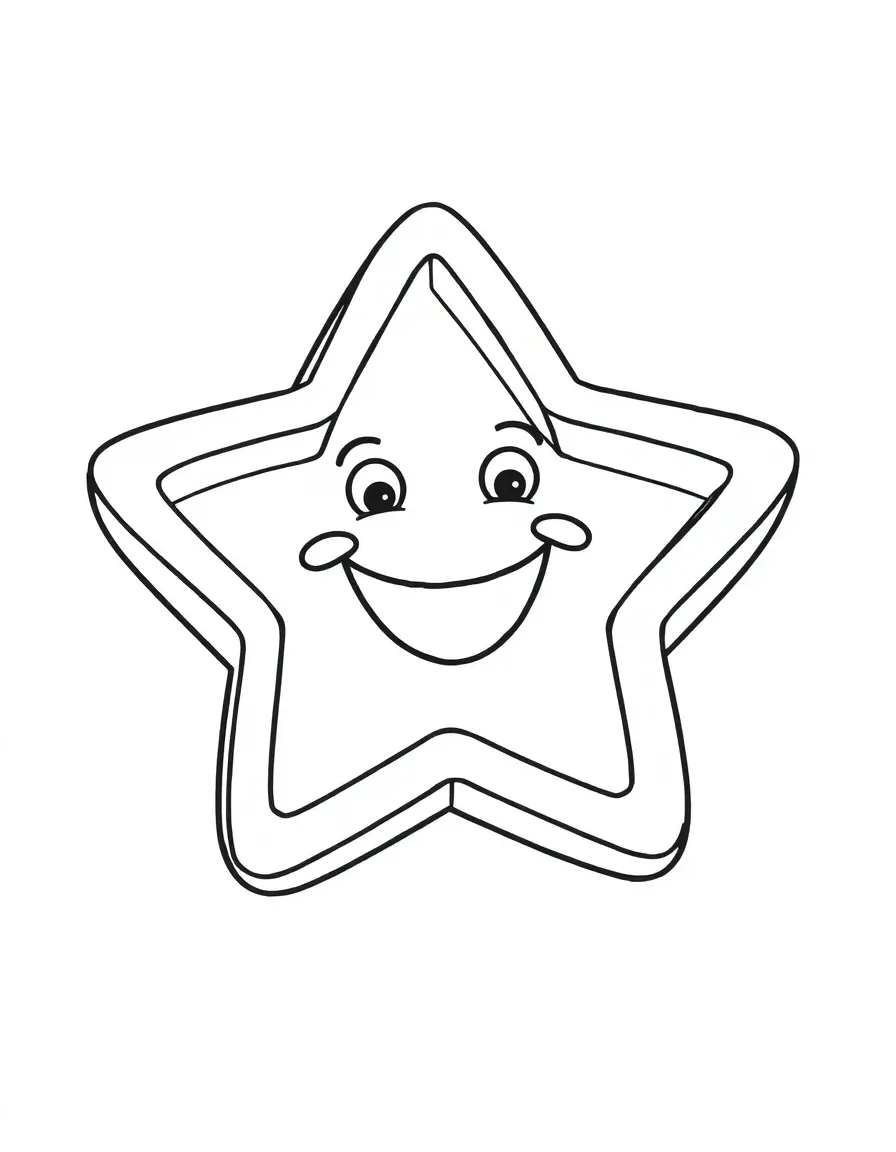 A happy cookie cutter in a star shape.
