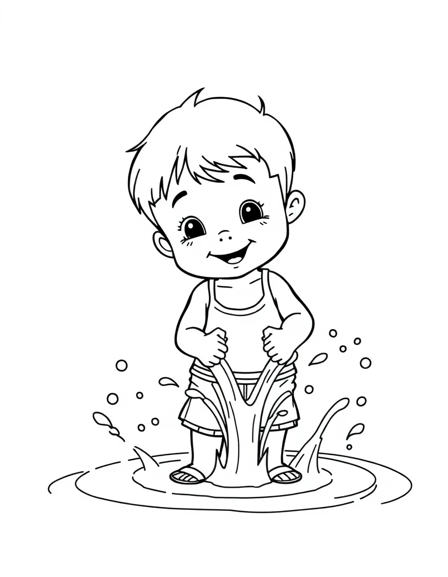 A little boy splashing water.