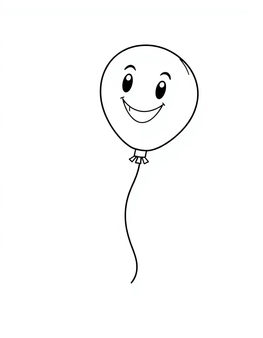 A happy balloon floating in the air.