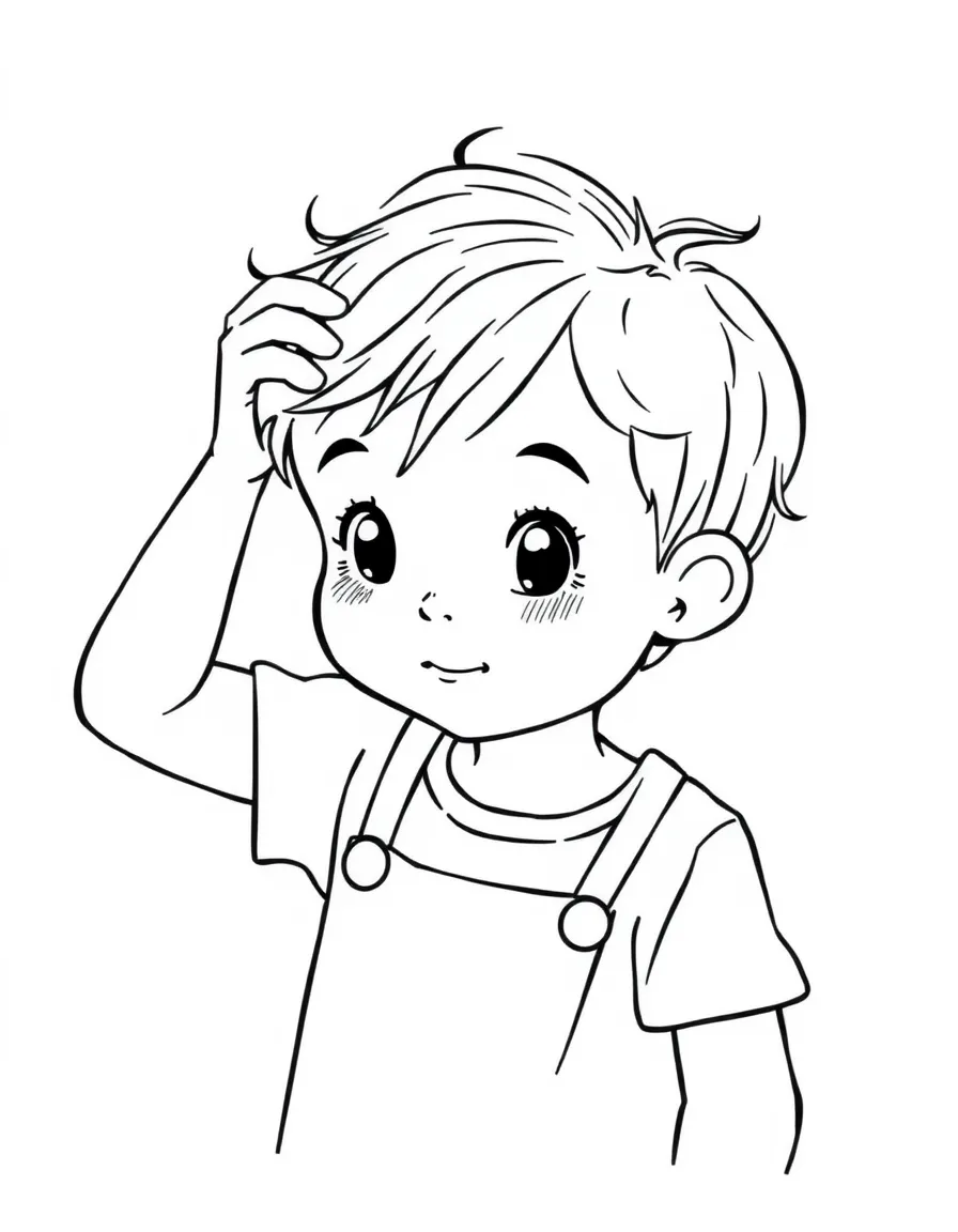 A child combing their hair.