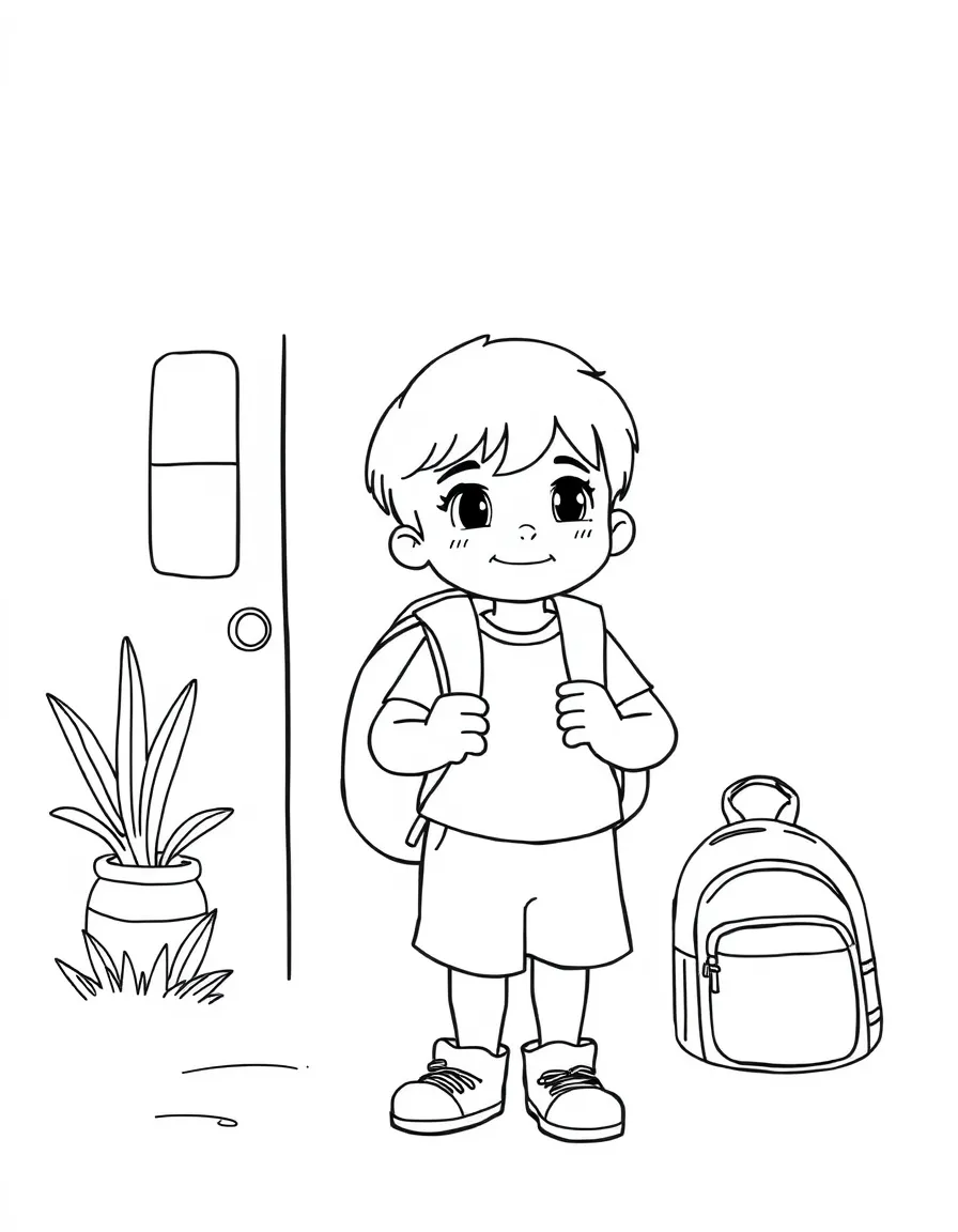 A child getting ready for school.