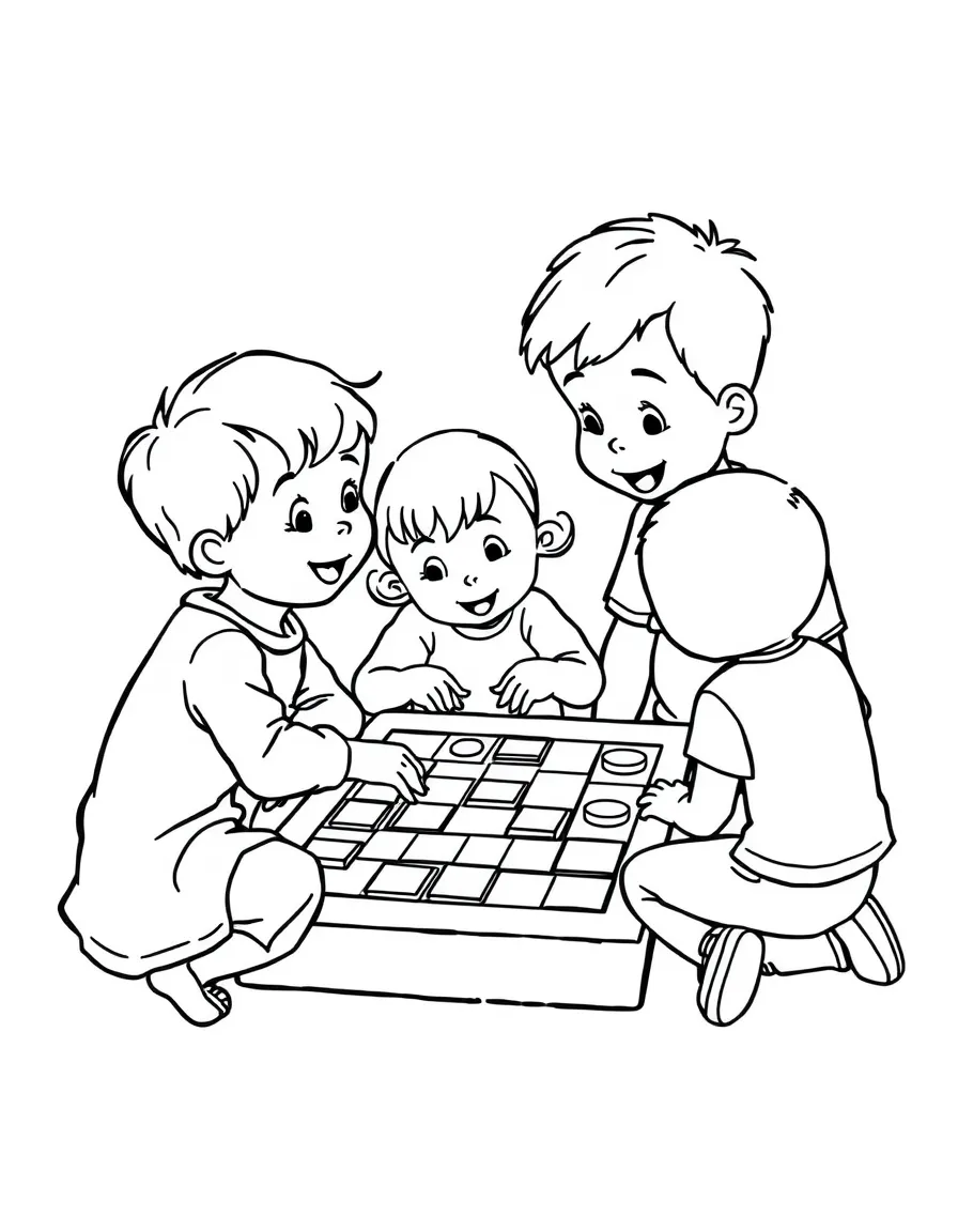 Children playing a board game.