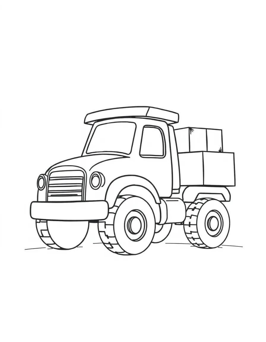 A happy toy truck carrying blocks.