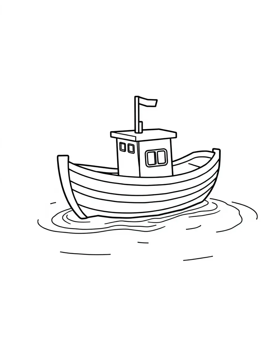 A toy boat floating in water.