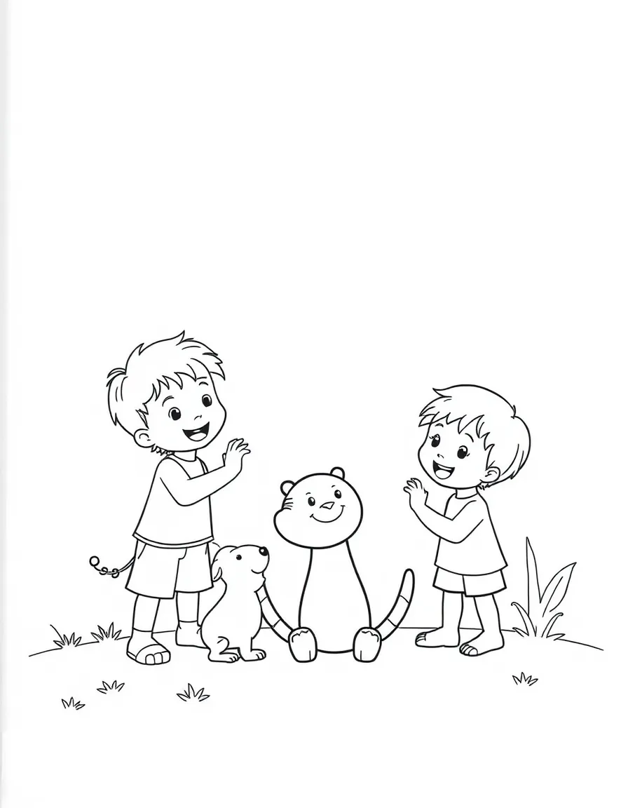 Children playing with animal figures.