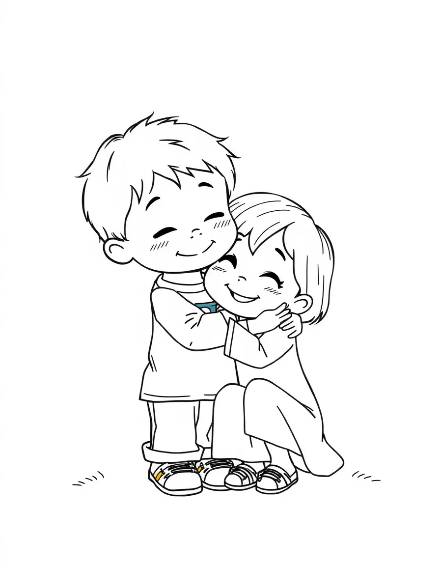 A child comforting a friend.
