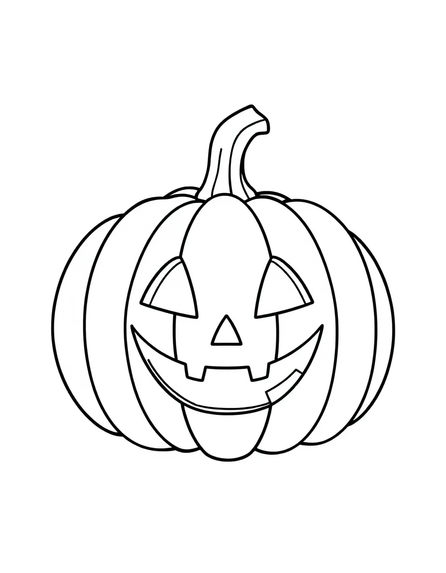 A happy pumpkin with a jack-o'-lantern face.