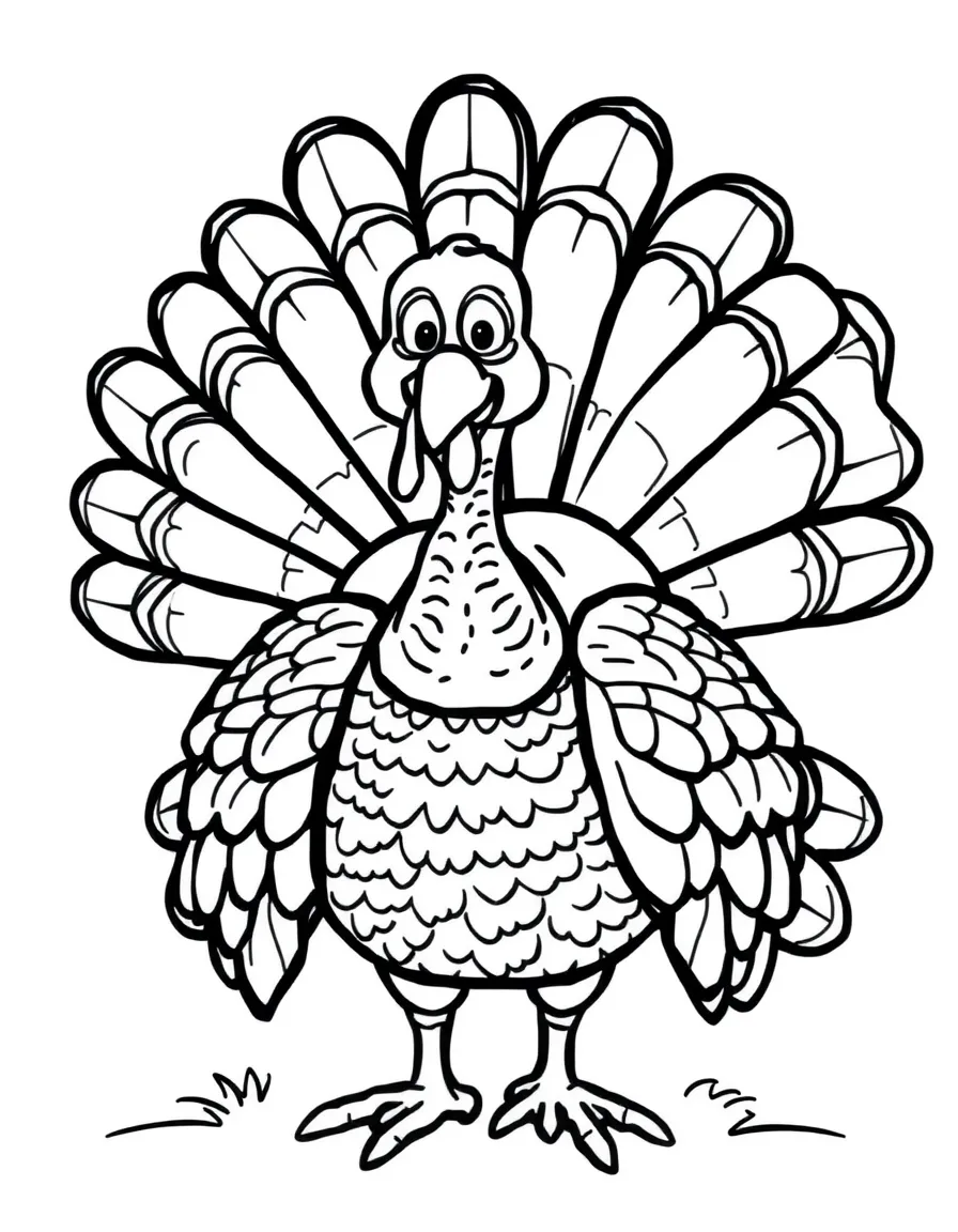 A happy turkey with big feathers.