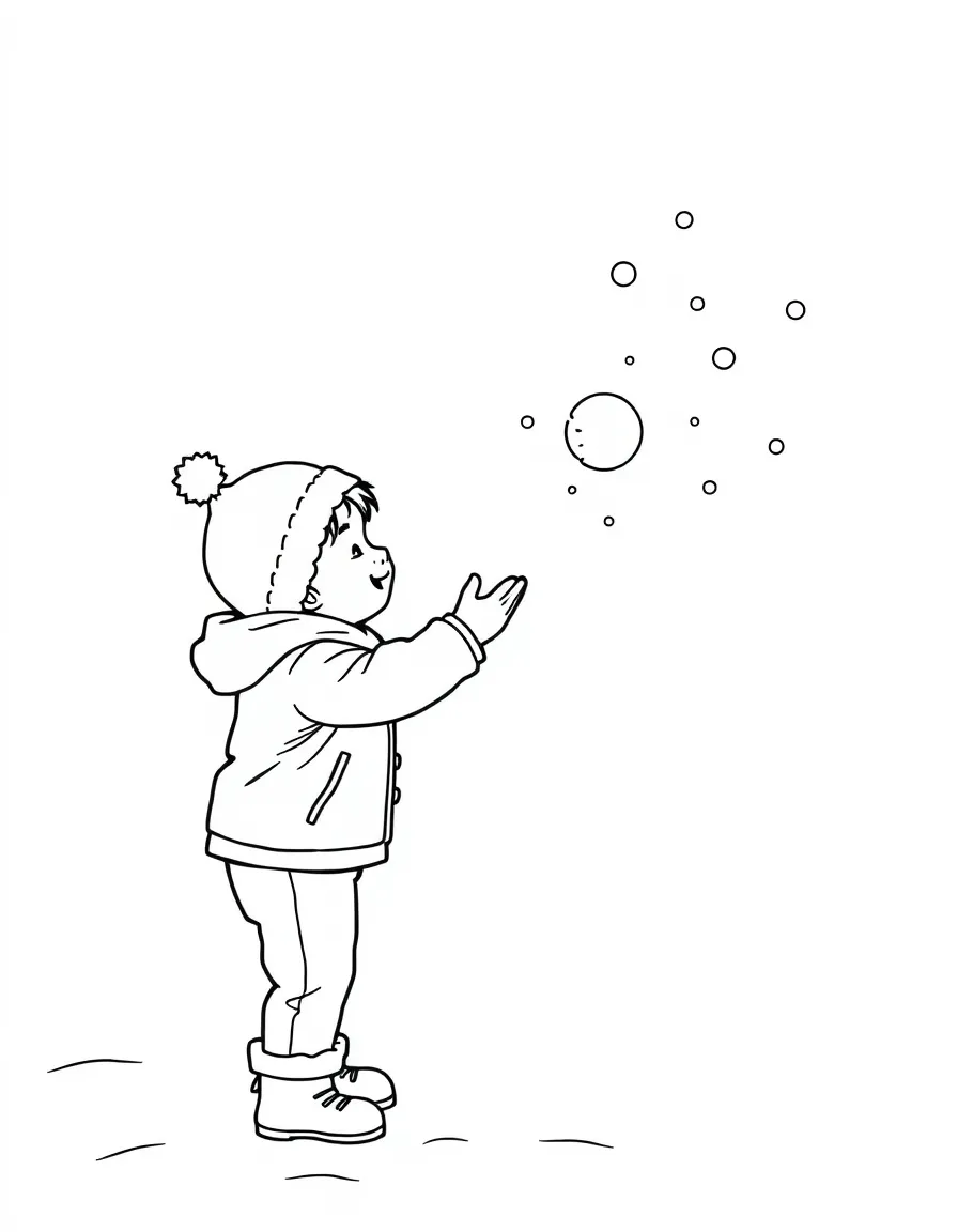 A child throwing a snowball gently.