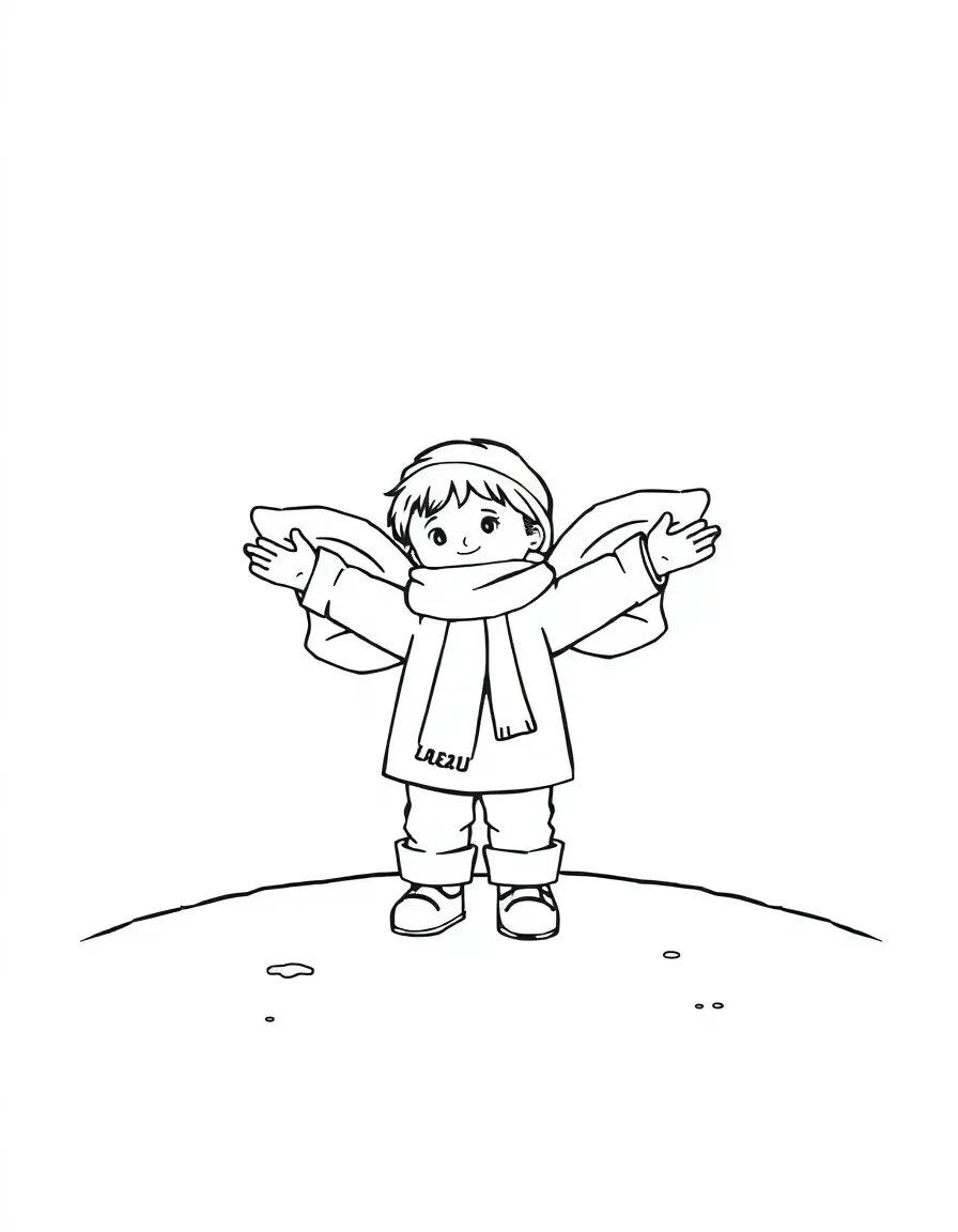 A child making a snow angel.