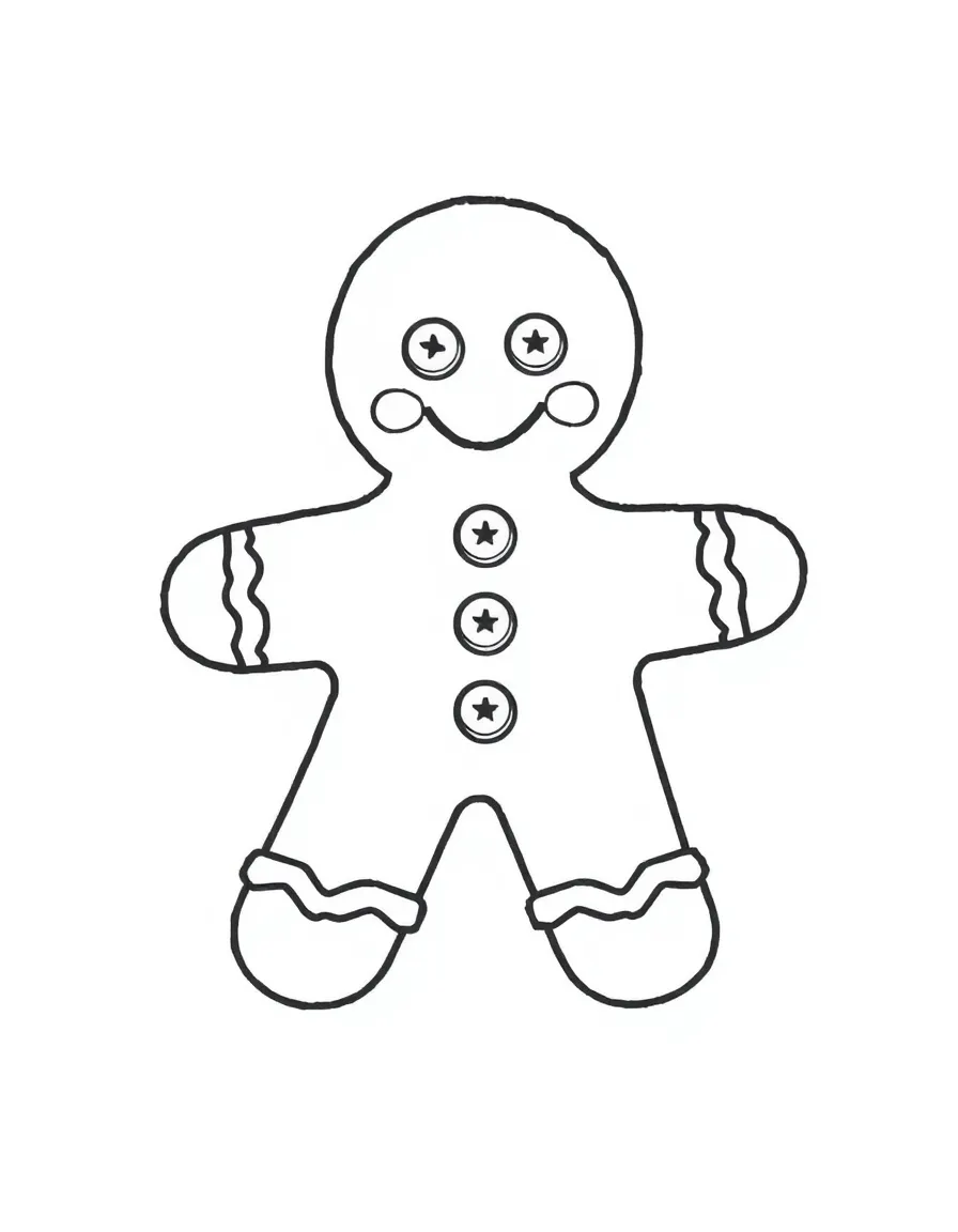 A gingerbread man with buttons for eyes.