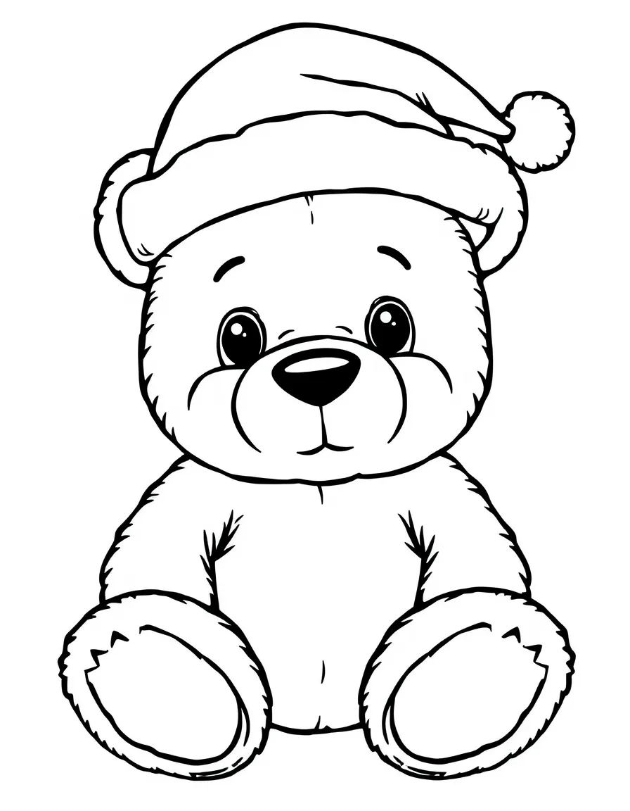 A teddy bear wearing a Santa hat.