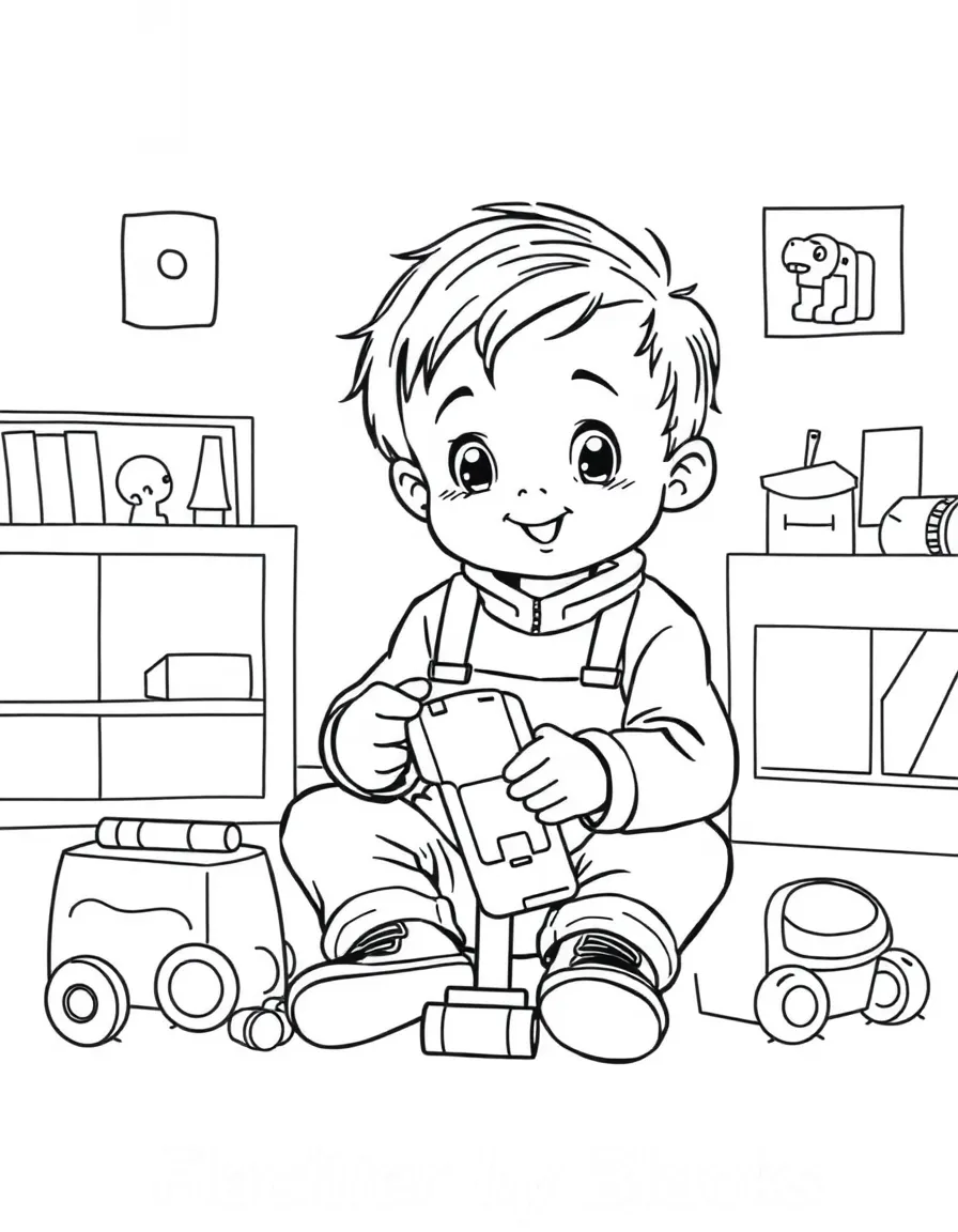 A child playing with new toys.