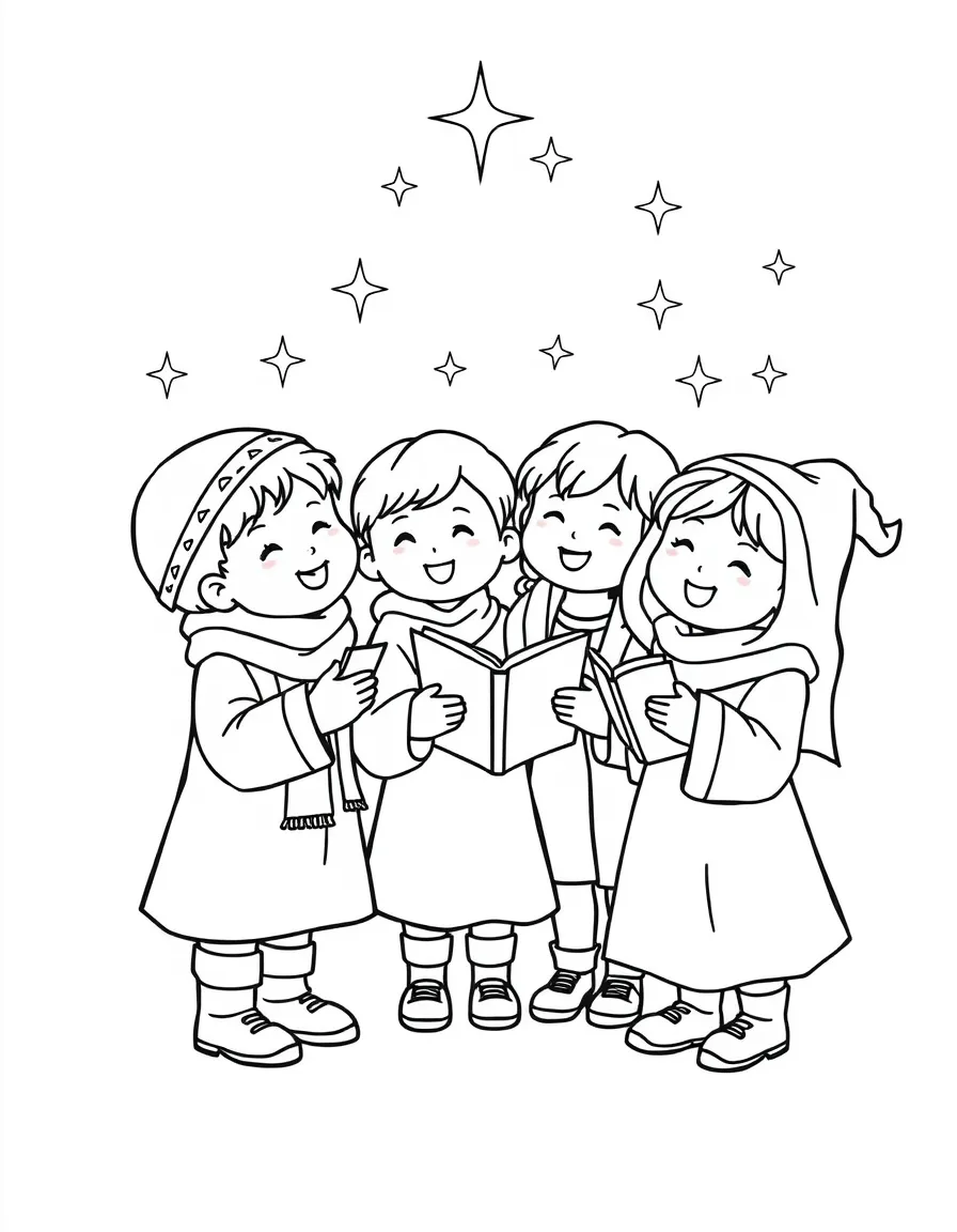 Children singing Christmas carols.