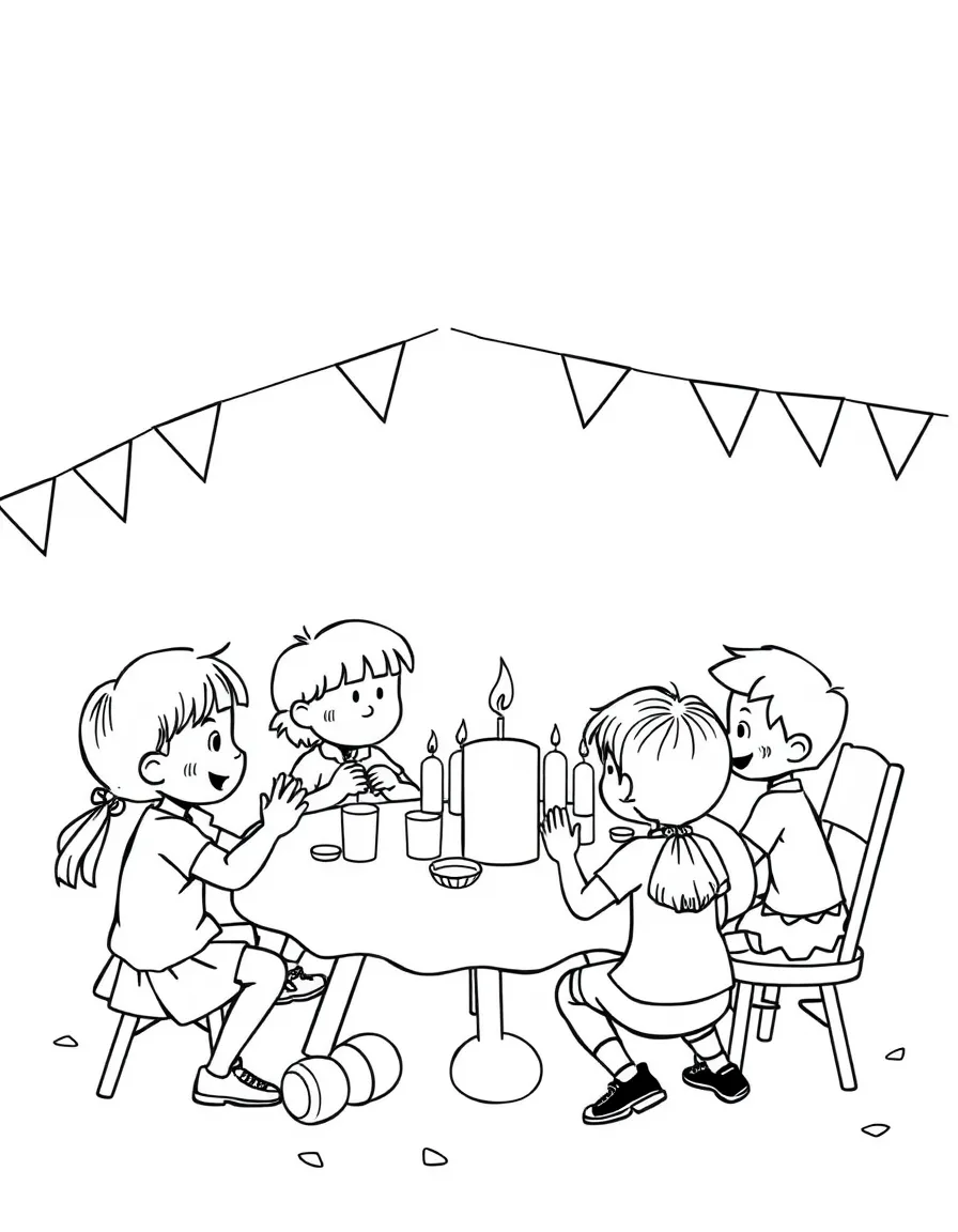 Children playing party games.