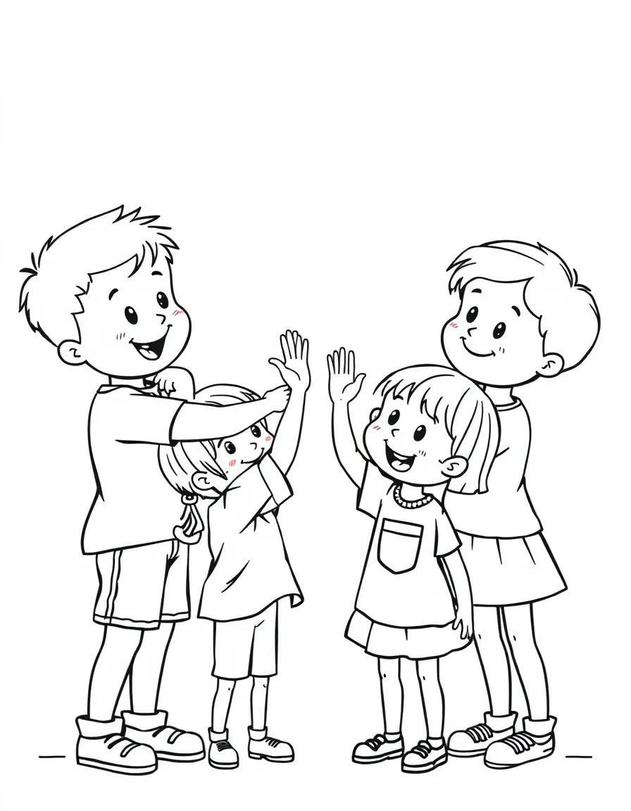 Children giving high fives.