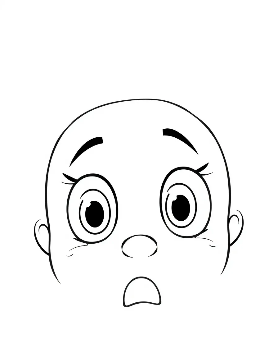 A surprised face with wide eyes.