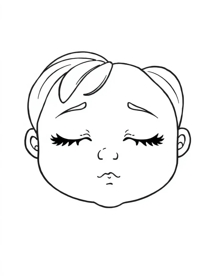 A sleepy face with closed eyes.