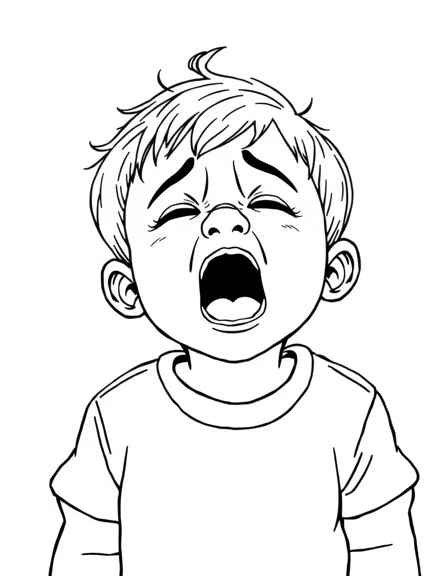 A child yawning.