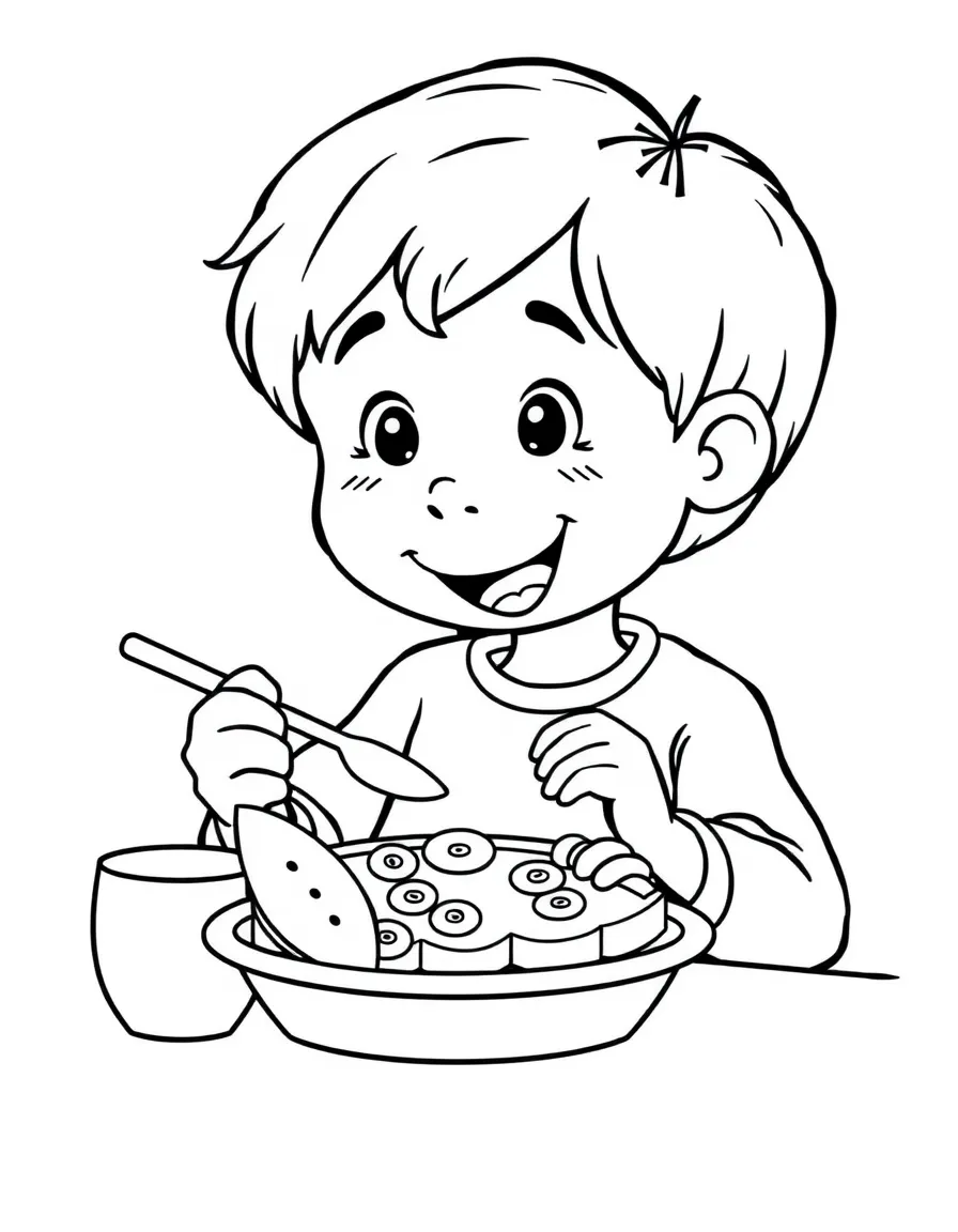 A child eating a healthy breakfast.