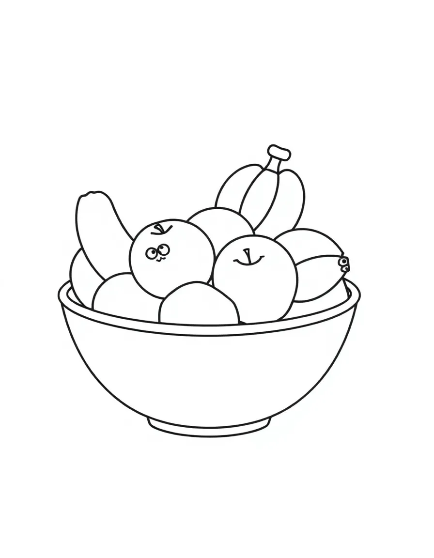 A bowl of fruit, like apples and bananas.
