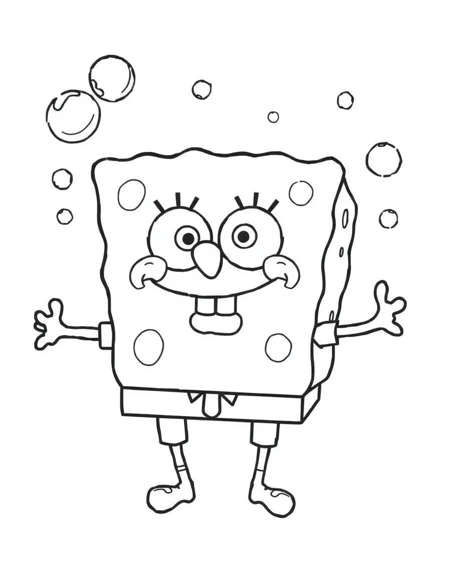 A happy sponge with bubbles.