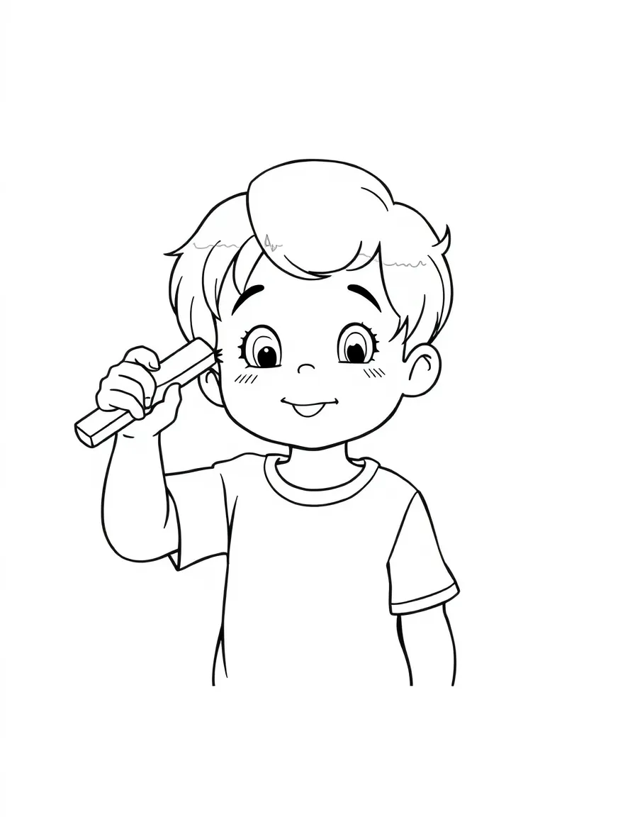 A child brushing their hair.