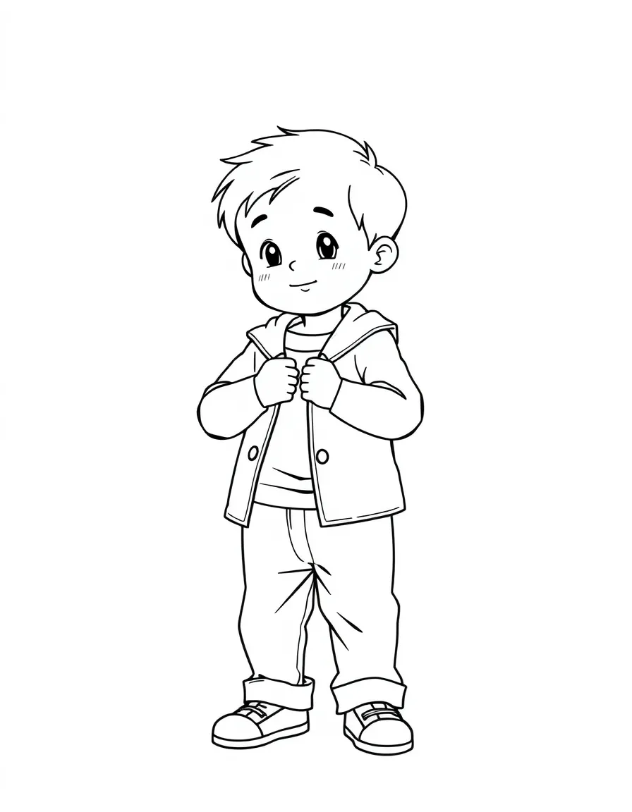 A child getting dressed in clean clothes.