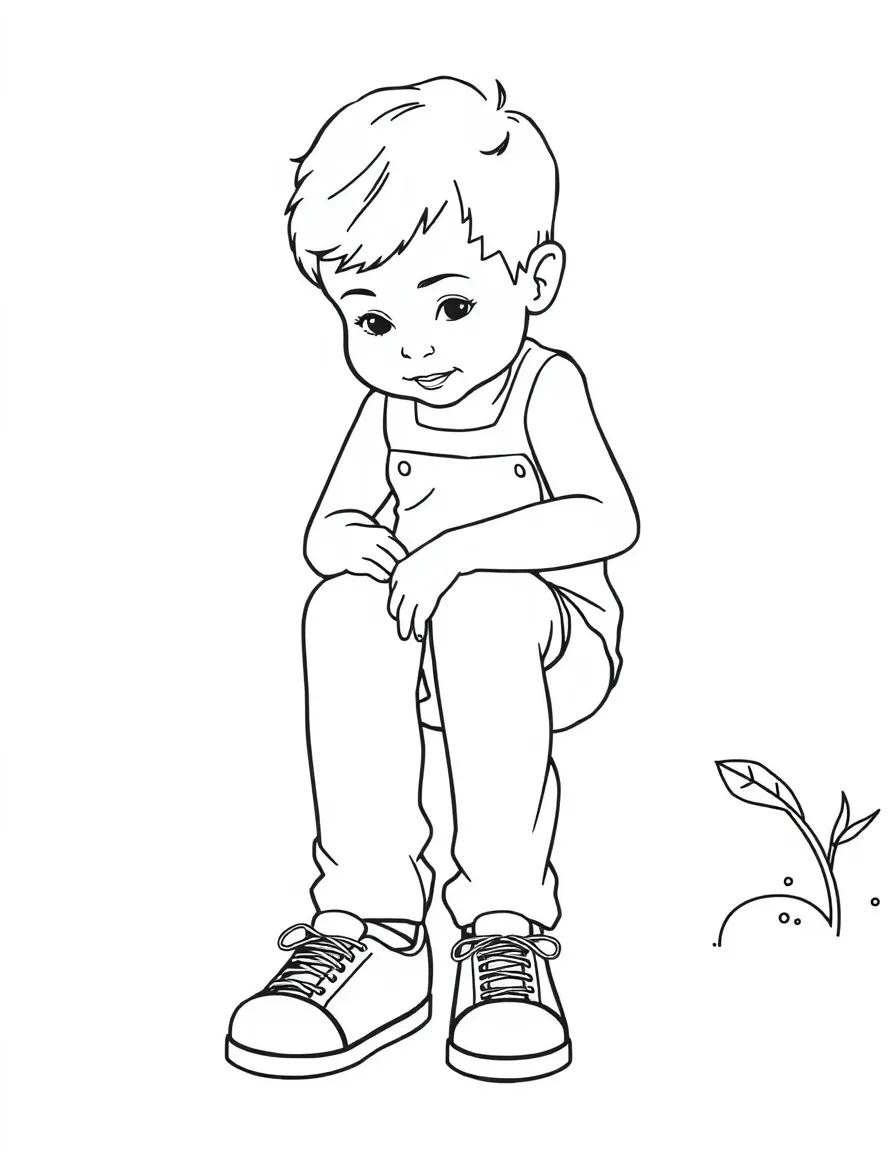 A child putting on their shoes.