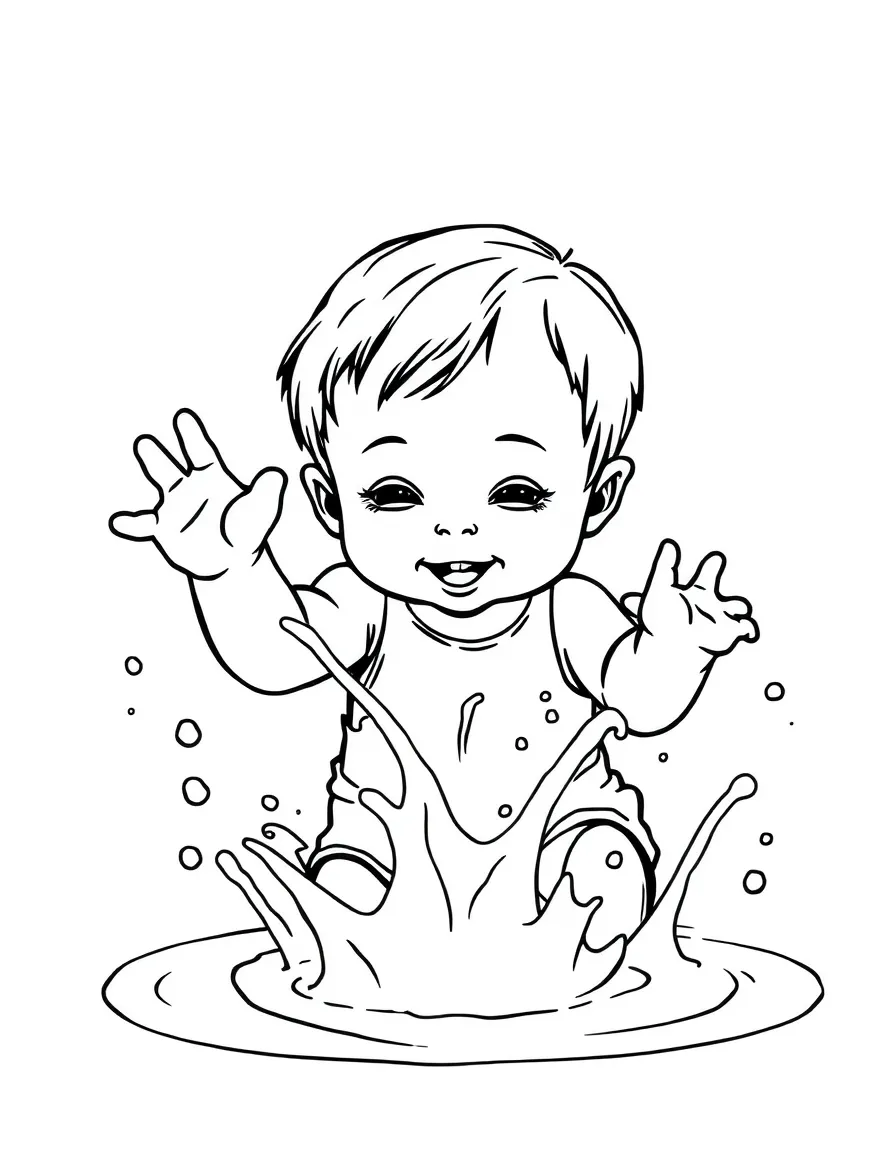 A child splashing water with their hands.