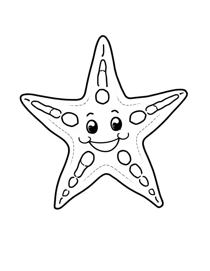 A happy starfish with five points.