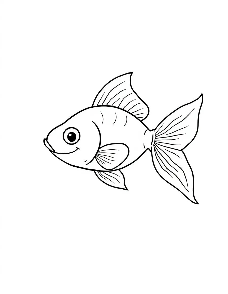 A happy goldfish swimming.