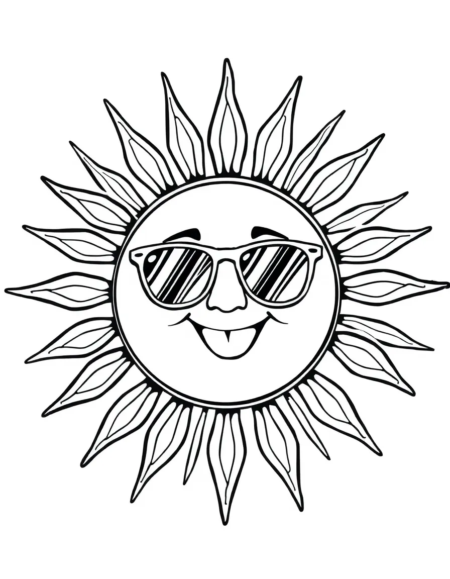 A happy sun with sunglasses.