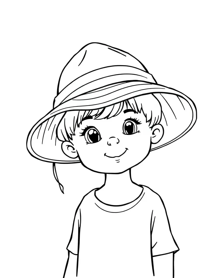 A child wearing a sun hat.
