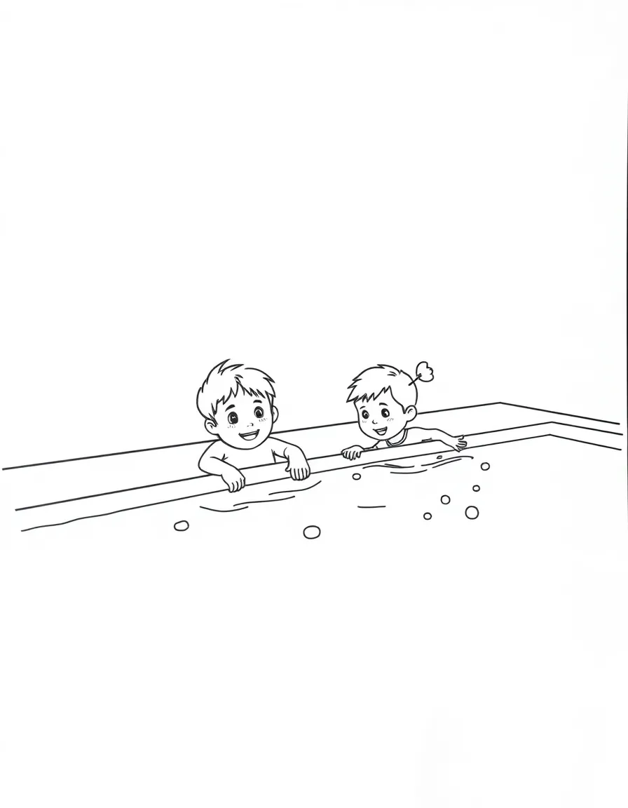 Children playing in a swimming pool.
