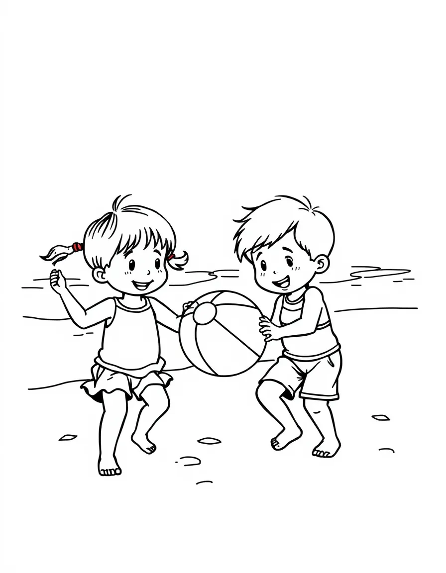 Children playing with a beach ball.