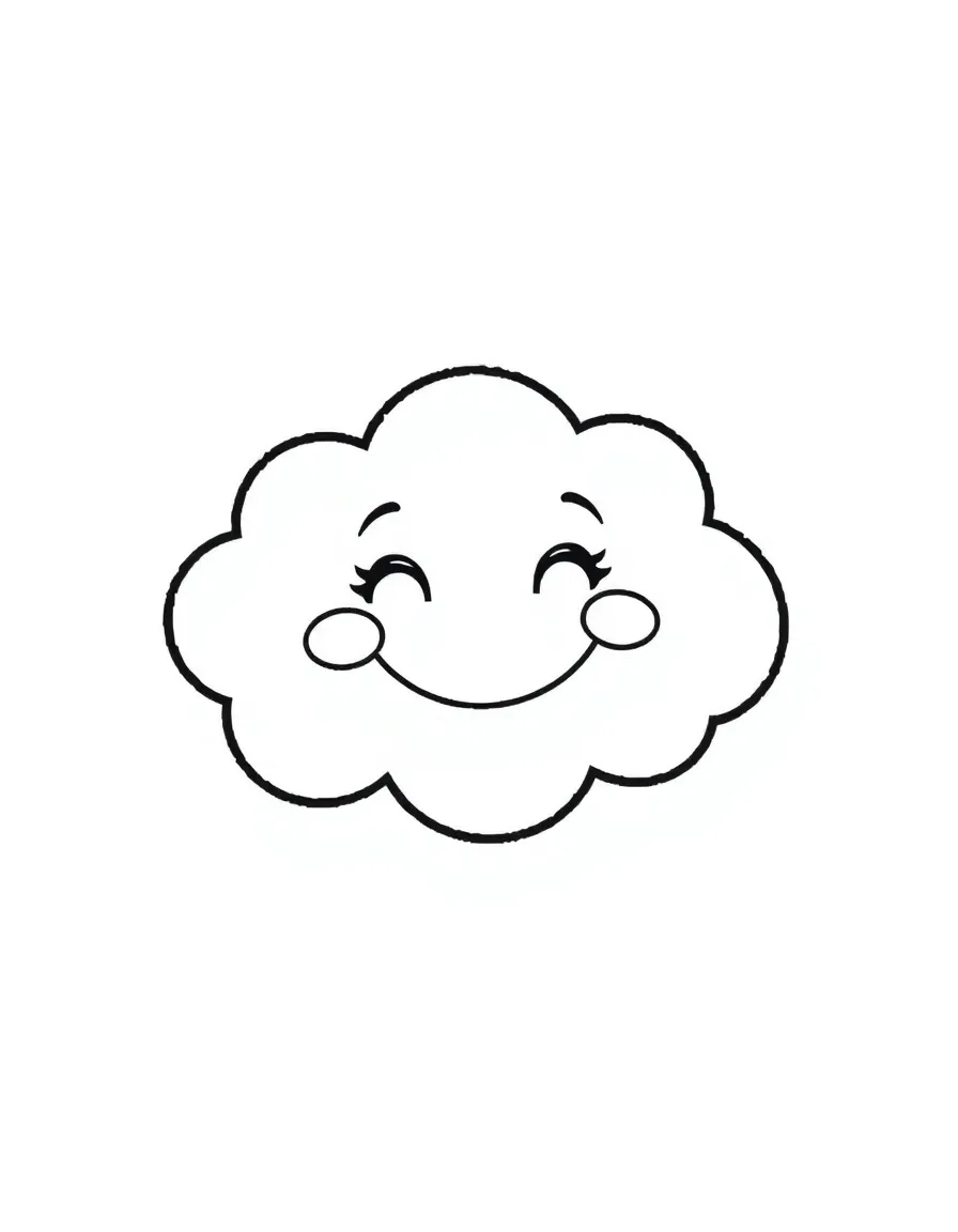A happy cloud with a smiling face.