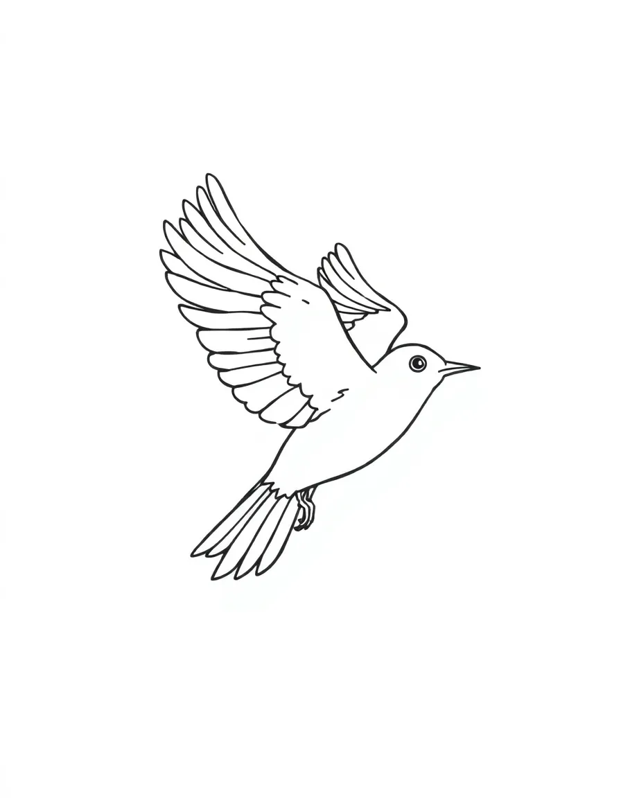 A bird flying high in the sky.