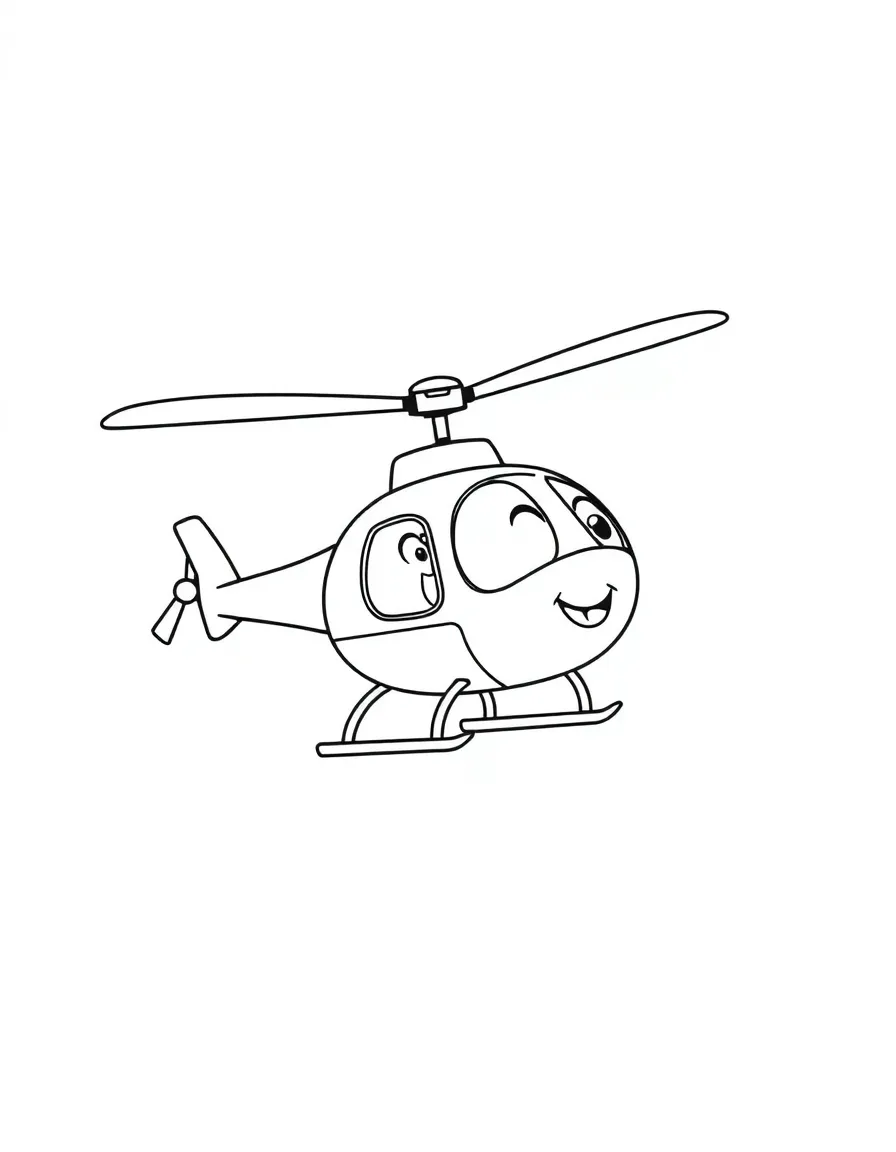A happy helicopter flying.