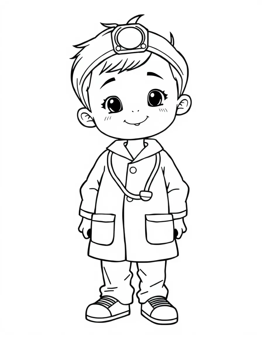 A child dressed as a doctor.
