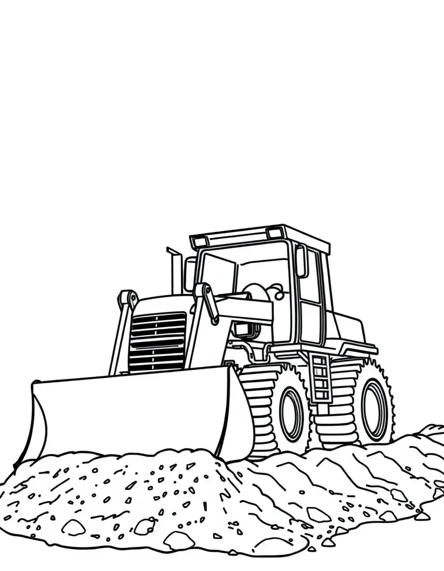 A bulldozer pushing dirt.
